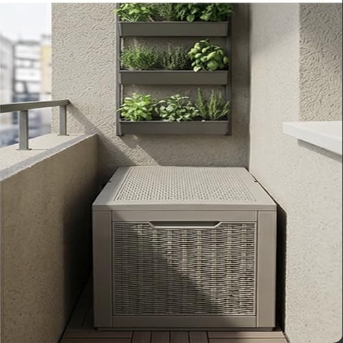 Image of The Artment Gray StorraDeck 227 Ltr Storage Box - Waterproof, UV-Resistant Resin Deck Box with Lockable Lid for Indoor & Outdoor Multipurpose Use | Durable Storage for Balcony, Hall, Garden & Patio