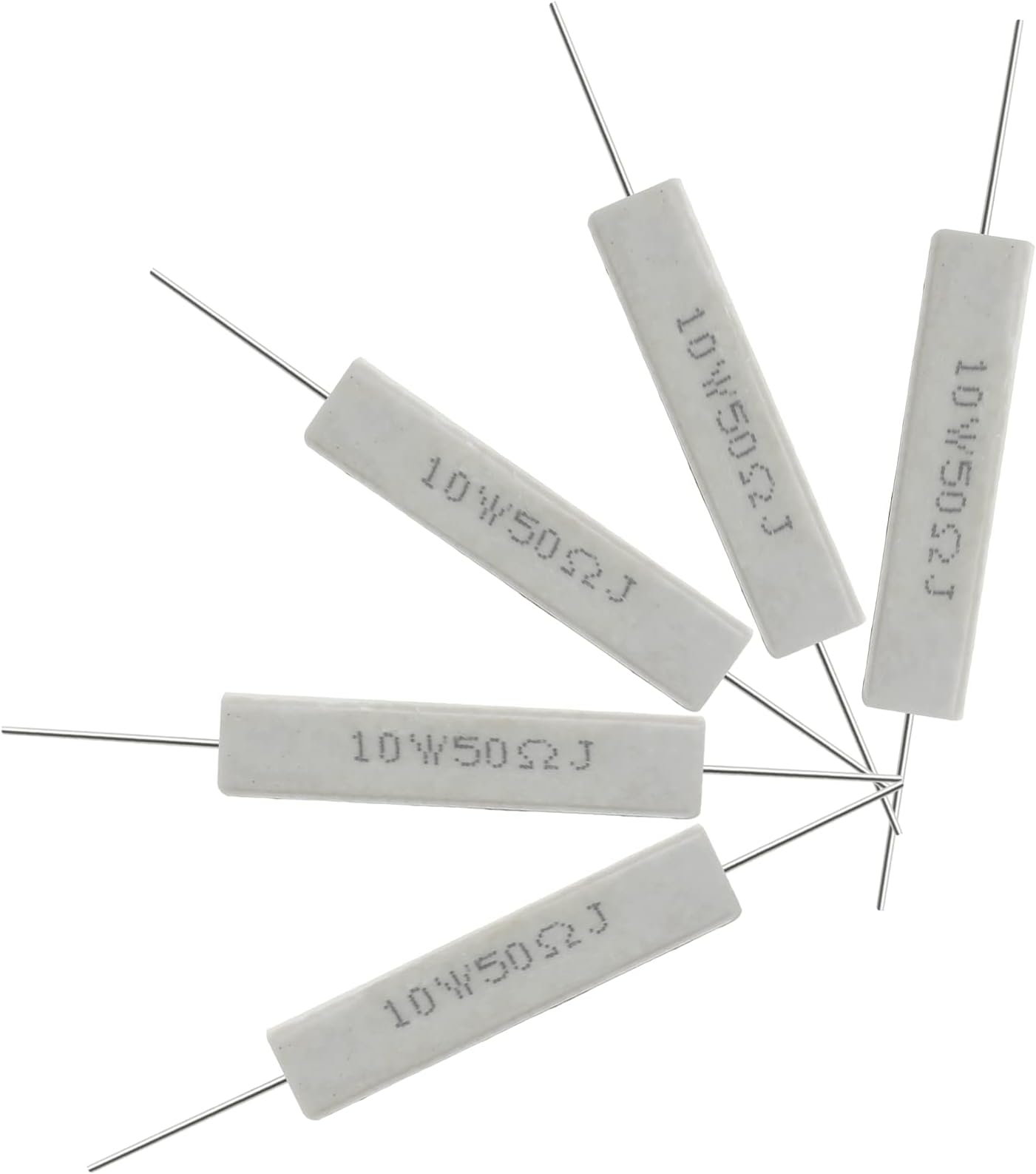 10PCS 10W 50 Ohm Ceramic Resistor, Power Resistor Assortment Cement Resistor Kit Wirewound Resistor