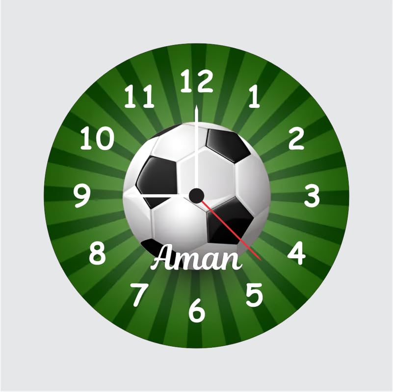 Personalized Football Wall Clock with Name | 12 Inch 6mm MDF Matte Finish | Custom Sports Decor Clock