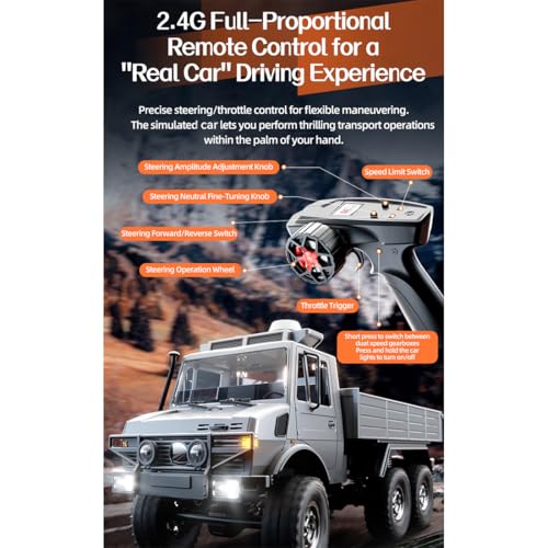 Image of 1 /18 RC Crawler, Full Proportional 6WD All-Terrain Remote Control Off-Road Emergency Truck, Gift for RC Climbing Car Enthusiasts and Collectors (Silver /C8823-YW-B)