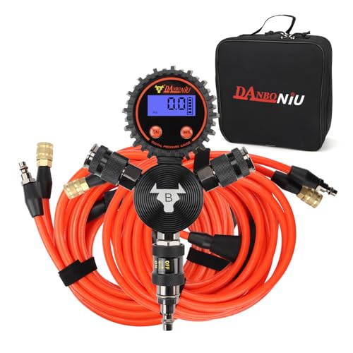 4 Tire Inflation Deflation System Air Compressor Hose Kit for Rapid 4-Way Inflation & Deflation Compatible with Car Trucks Off-road Vehicles with Closed Flow Air Chuck Quick-Connect Design