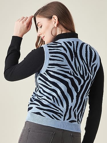 Image of Modeve Printed V Neck Sleeveless Sweater for Women||Winterwear||