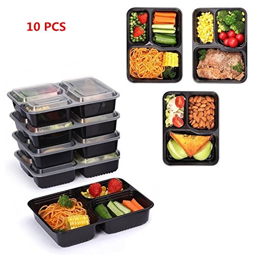 Qwhome Contenedores De Comida Gratuitos, Recipientes De Plástico Reutilizables para Alimentos con Tapas, Congelador Apto para Microondas Apilable, Apto para Lavavajillas, Caja De Almuerzo Bento