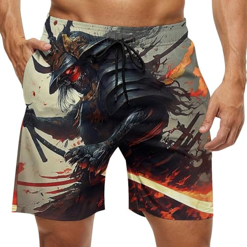 Beach Shorts for Men Pattern Funny Ghosts Hawaiian Swim Board Shorts Mesh Lining Swimming Trunks Pocket