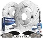 Detroit Axle - Front Drilled & Slotted Disc Rotors + Ceramic Brake Pads Replacement for Toyota Sequoia Tundra Land Cruiser Lexus LX570 - 6pc Set