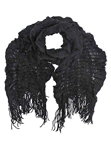 Black & Pink Crochet Lightweight Fashion Scarf 2-Pack Set2