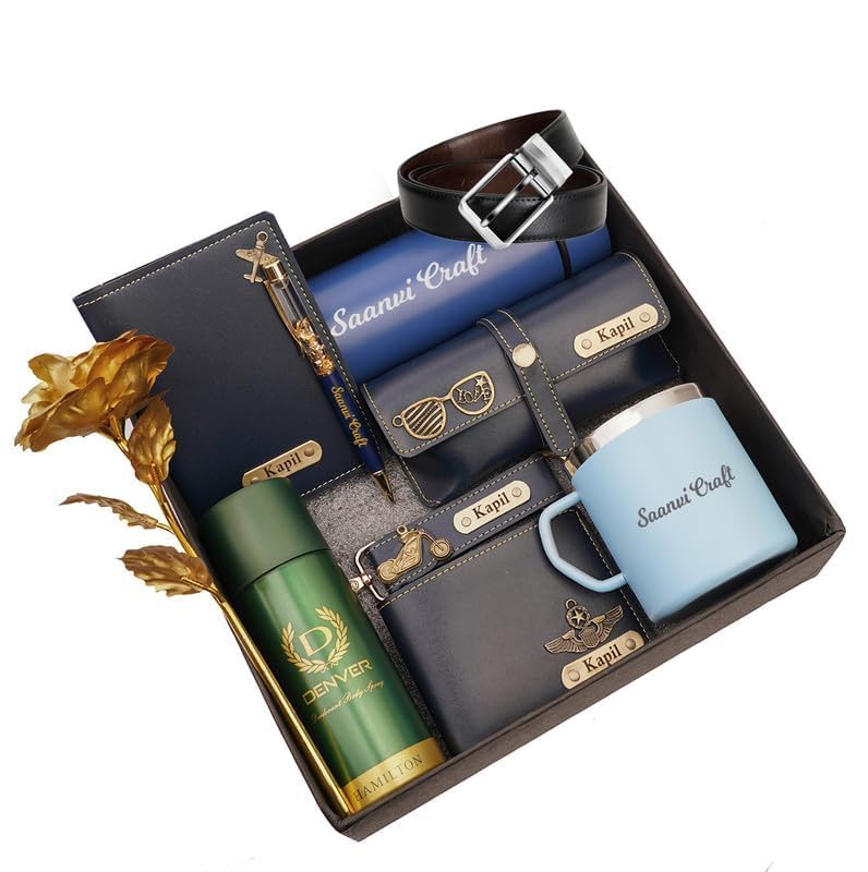 Tanvi Crafts Name Customized Gift Hamper Set With Coffee Mug, Water Bottle, Passport Cover, Pen, Men's Wallet, Sunglasses Cover, Keychain - Personalized Gift-image-14