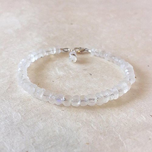 WORLD WIDE GEMSMoonstone Karen Hill Tribe Thai Silver Beaded Bracelet, Sundance Style, June Birthday, June Birthstone, Boho Chic, Layering Bracelet 5 mm Code- WAR6468