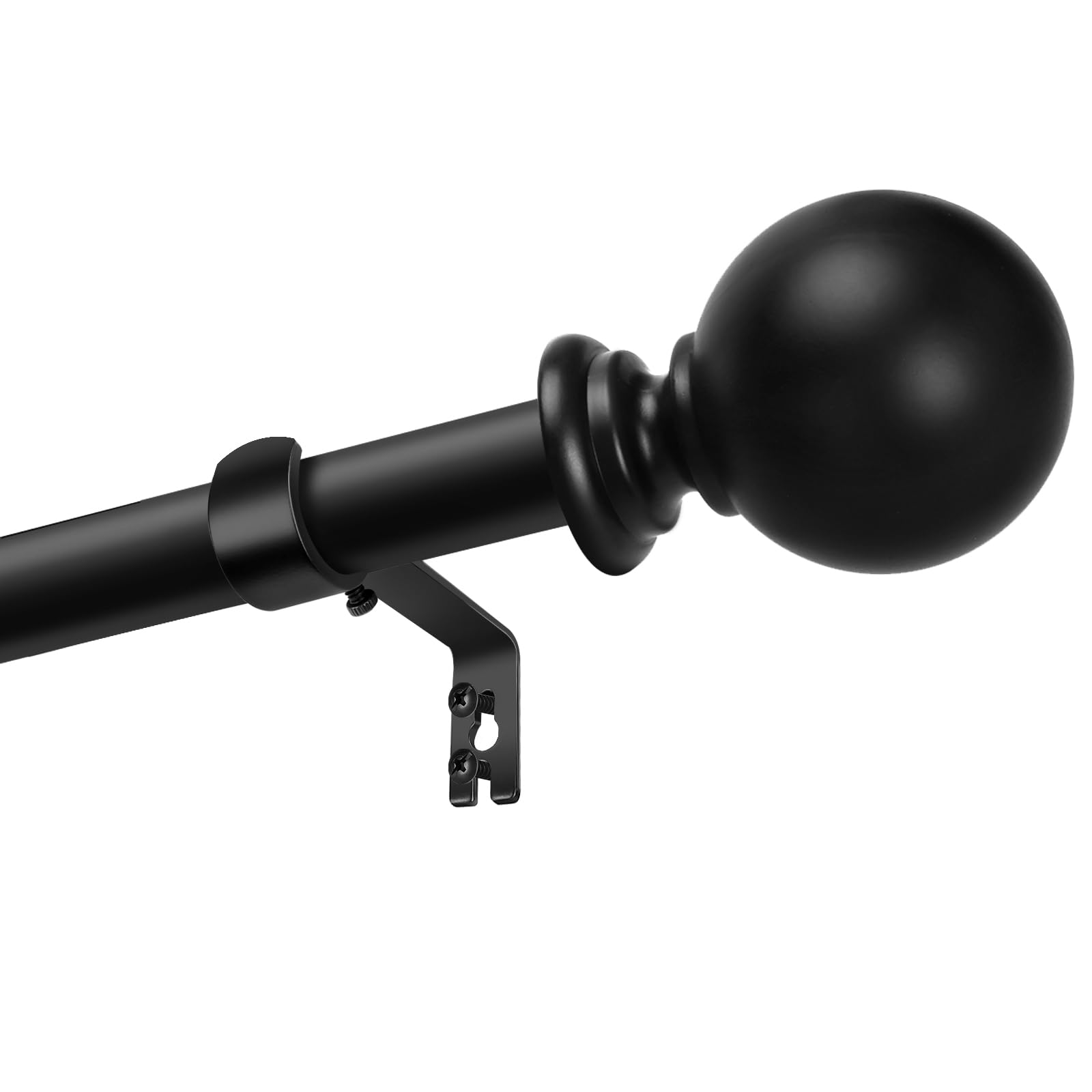 Curtain rods for Windows 48 to 84 Inch, 5/8 Inch Small Matte Black Curtain Rod Adjustable with Brackets for Bedroom, Bathroom, Living room, Kitchen, Patio, Outdoor