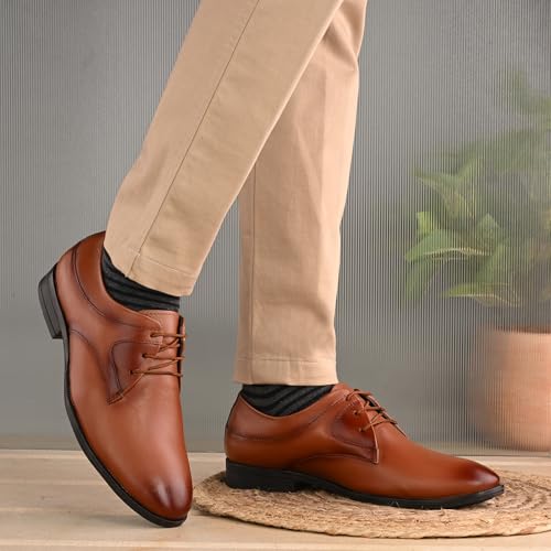 Image of Blue Leather by Centrino Lace-up Men's Formal Shoe | Stylish with Soft Cushioned Insole | Trendy Lace-Up Design | Durable Leather with Anti-Skid Sole | Perfect for Formal Wear (4035)