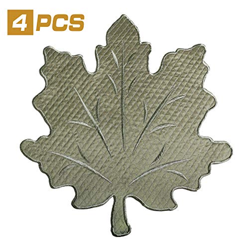 OWENIE 4PCS Thanksgiving Placemats for Dining Table, Embroidered Maple Leaf Place mats for Fall, Machine Washable, Set of 4 (Sage Green)