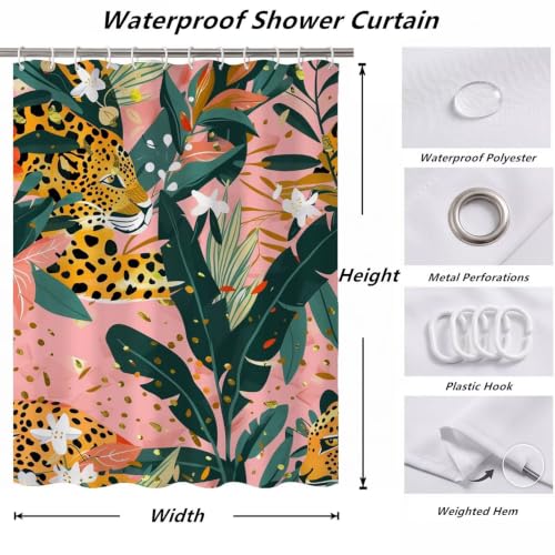 Rideau de douche 150x170cm imprimé léopard en polyester imperméable - 7