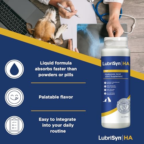 LubriSynHA Hyaluronic Acid Hip & Joint Care Supplement for Dogs, Cats & Horses – Liquid Oral HA for Pets – Joint Support Supplement Promotes Mobility, Flexibility, Cartilage Health & Comfort – 8oz