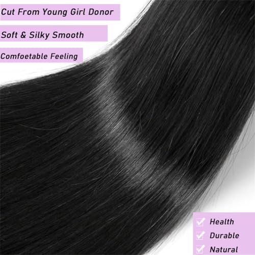 Beautymoon Sew In Long Straight 4 Bundles Human Hair 22 24 26 28 Inch 100% Unprocessed Brazilian Virgin Human Hair Bundles Straight Remy Hair Bundles Natural Black - Image 4