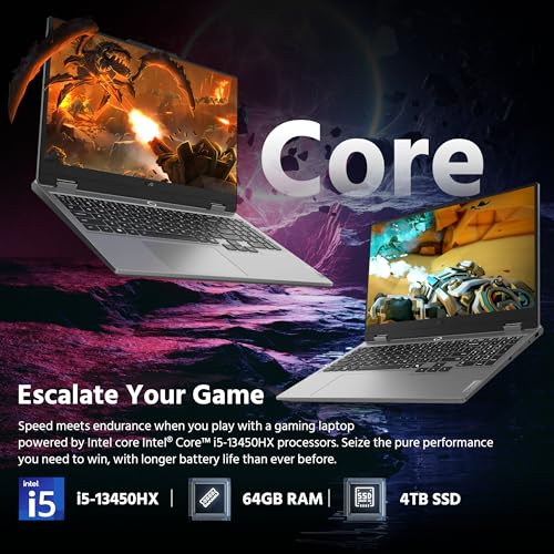 Image of Lenovo LOQ 17.3 inch FHD 165Hz Gaming Laptop, NVIDIA GeForce RTX 5050 8GB GDDR7, Intel i5-13450HX, 64GB DDR5, 5TB Storage (4TB SSD & 1TB Docking Station Set), Backlit Keyboard, Wi-Fi 6, Win 11 Pro, Gray