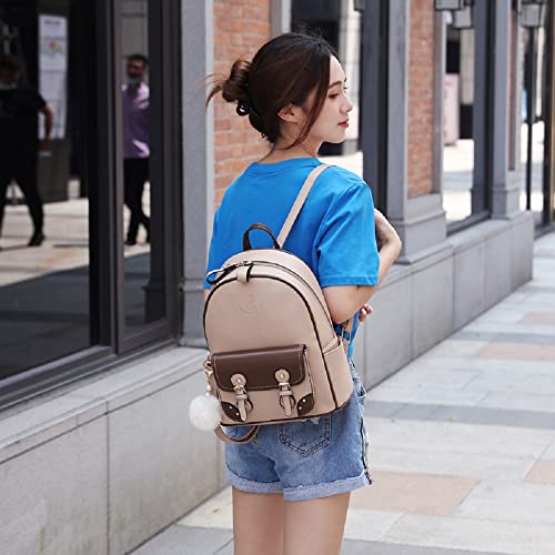 zhongningyifeng Rucksack für Damen Kleiner Leder Niedlicher Leichter Reiserucksack