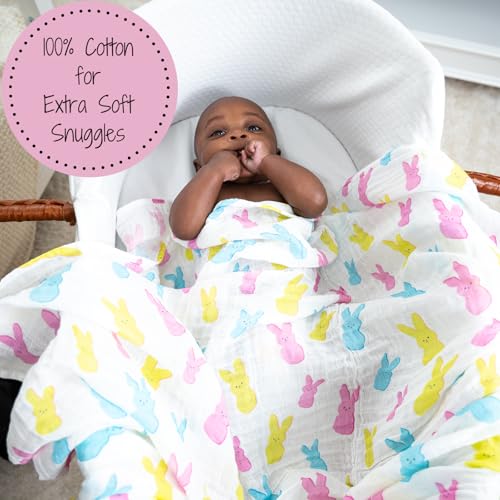 Image of LollyBanks Swaddle Blanket, 100% Cotton Muslin Swaddle Blankets, Neutral Swaddle Blanket 47 x 47 Inches, Baby Blanket for Boys and Girls, Baby Essentials, Registry (Easter Print)