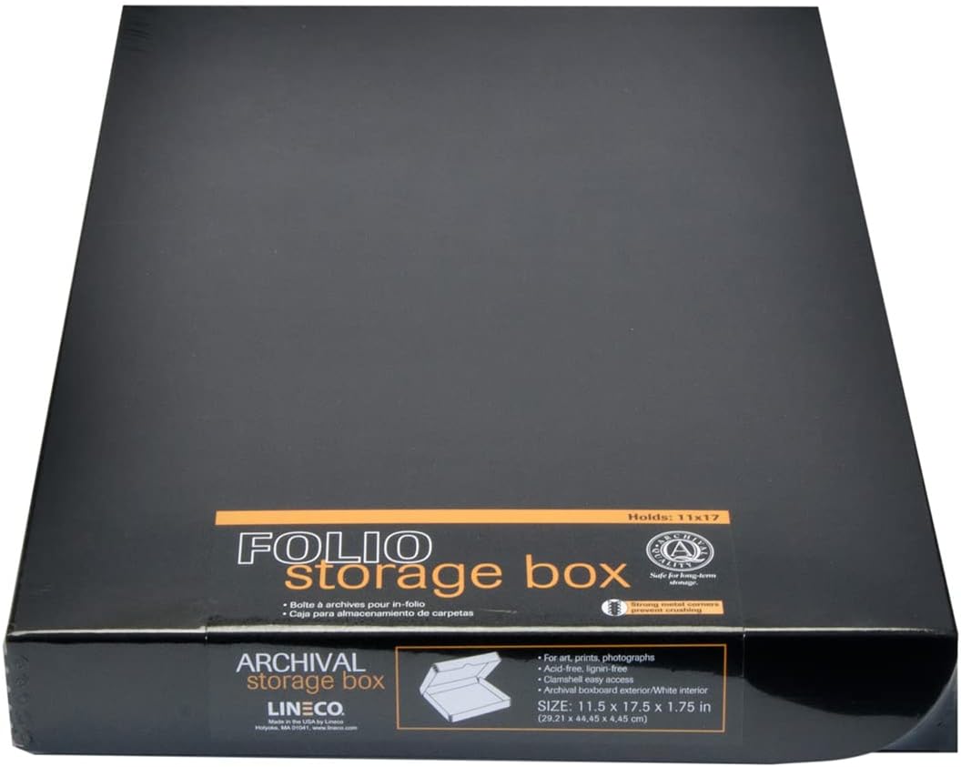 Clamshell Archival Folio Storage Box 11x17 Inch Size, Black Color Custom LIN-717-1117