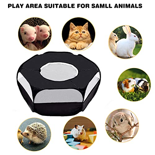 Lisinan Small Animals Playpen, Breathable & Waterproof Pet Playpen Cage Tent With Zippered Cover Outdoor/Indoor Portable Fence Tent For Puppy/Kitten/Rabbits/Hamster/Chinchillas/Guinea Pig (Black) #TOP3