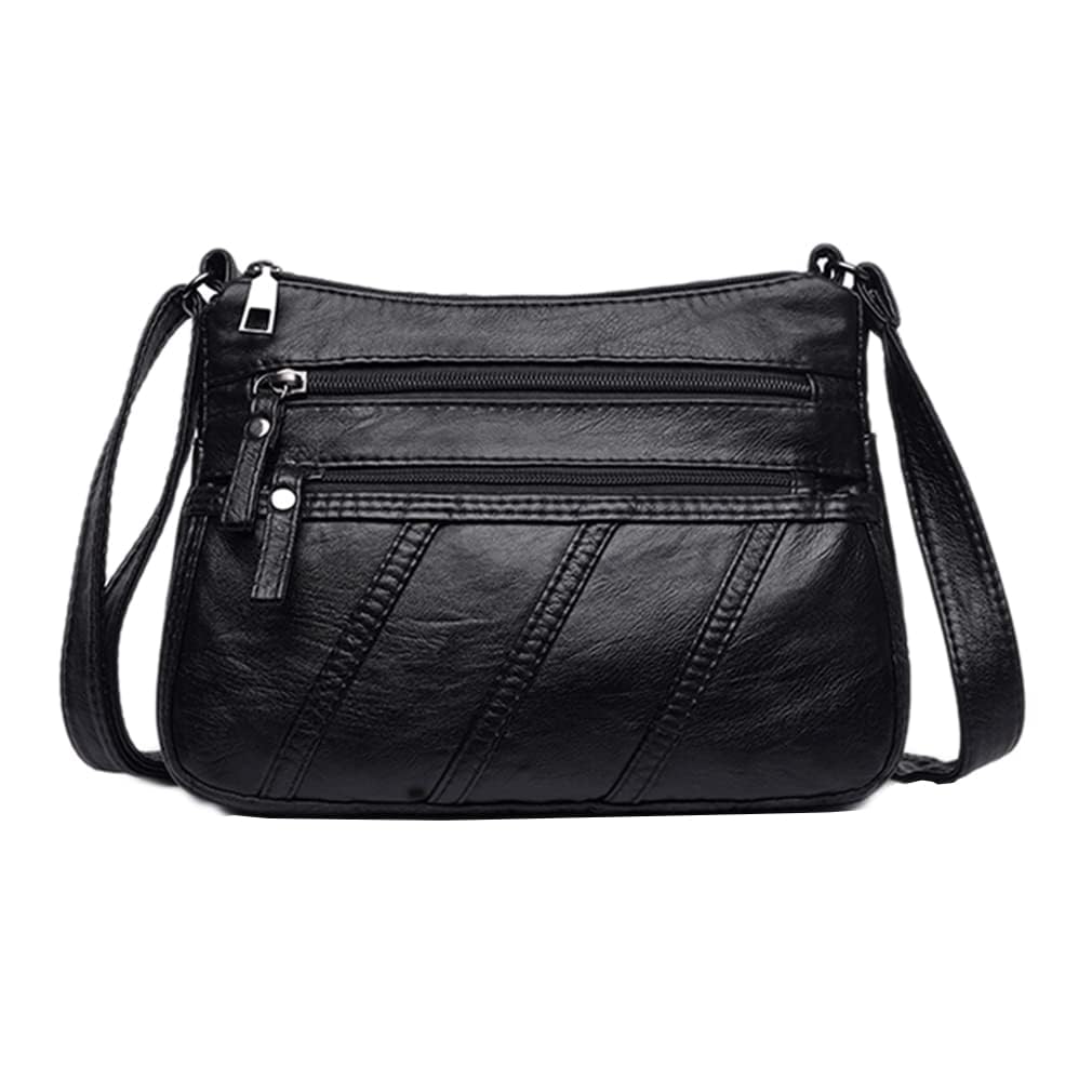 VohoneyCrossbody Shoulder Bag for Women Multi Pocket Messenger Bag Soft PU Leather Cross-Body Handbags for Ladies, Ladies Shoulder Bag Black, Taille unique, Lightweight