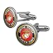Marines USMC Emblem Black Yellow Red Officially Licensed Round Cufflink Set Silver Color