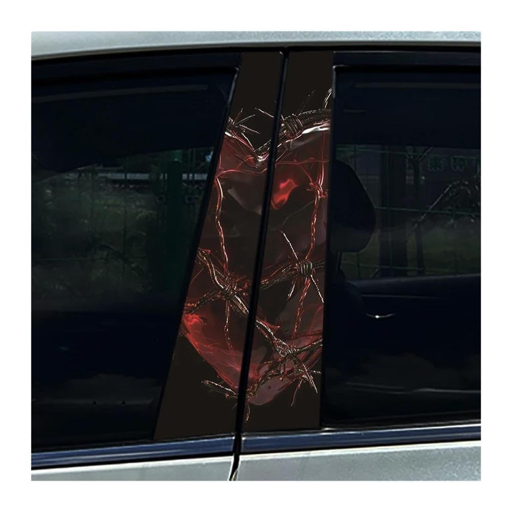 Body Parts 2pcs Horror Skeleton Auto B-Pillar Stickers Car Center Column Waterproof Decals(C)