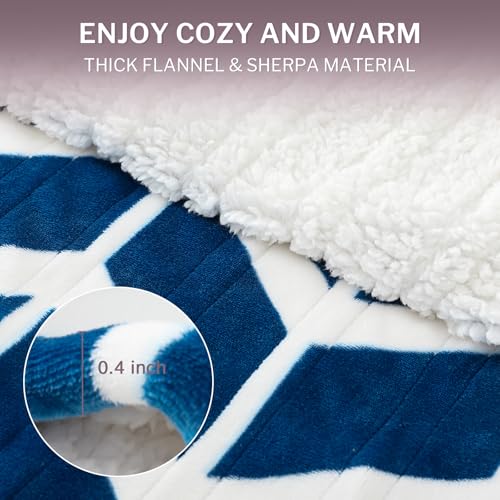 VENTIMI Electric Blanket Heated Throw, 50" x 60" Heated Blanket with 5 Heat Levels & 3 Hours Auto Off, Fast Heating Blankets with ETL & FCC Certification, Navy
