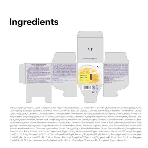 Image of VT COSMETICS Retinal Peptide Capsule Cream, - 3-in-1 Firming Moisturizer with Retinal (Vitamin A), 9 Peptides & Niacinamide | Wrinkle, Pore & Hydration Care | Korean Skin Care