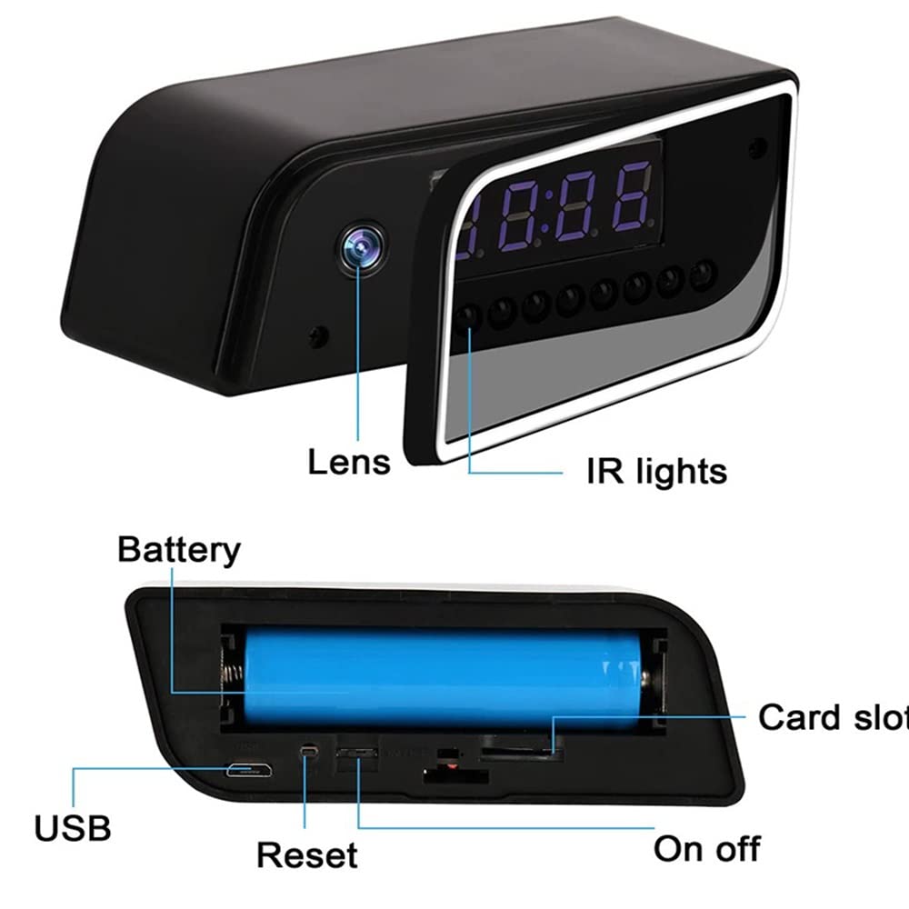 Reloj de cámaras ocultas inalámbricas, MI-NI cámara espía de 1080p Portátil WiFi Niñera CAM con visión nocturna y detección de movimiento, cámara de vigilancia de seguridad Compatible with cámara inte
