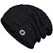 Bodvera Unisex Winter Knit Wool Warm Hat Soft Slouchy Beanie Skully Cap in 3 color, One Size, Black