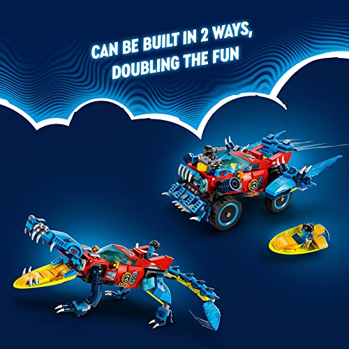 Image of Lego 71458 DREAMZzz Crocodile Car, 2-in-1 Set as Monster Truck or Crocodile Toy Car, with Mini Figures Cooper, Jayden and Night Hunter, Creative Gift for Children from 8 Years