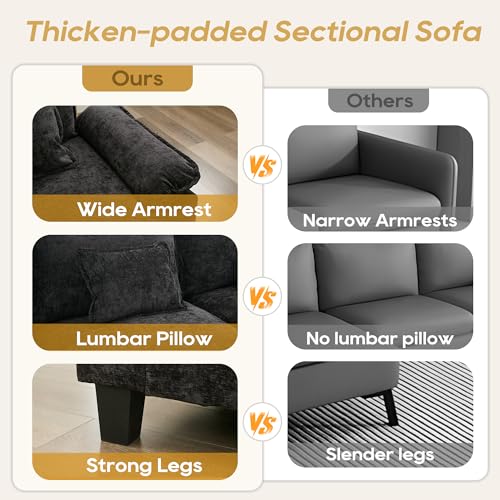 Image of URRED Oversized Modular Sectional Sofa,Black:116 inch V Shaped