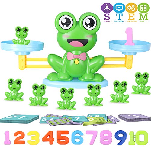 Hiveseen Giochi Matematici, Giochi Educativi Montessori, 64Pcs Giocattoli Rana Bilancia per Bambini STEM Learning