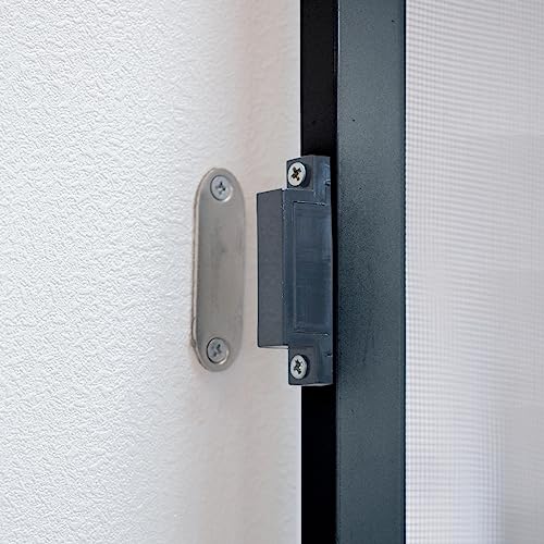 Grafner Fliegengitter Tür mit Alurahmen, Türschließer und Trittschutz, individuell zuschneidbar, Fiberglas-Gewebe, slim Fliegengitter Fliegenschutz Insektenschutz Balkontür (Anthrazit, 95 x 210 cm)