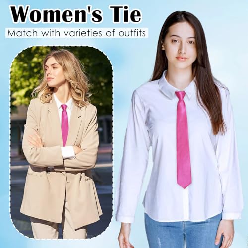 Image of Luckyvestir Womens Tie, Pre Tied Black /Red Ties for Women Adjustable Zipper Womens Necktie