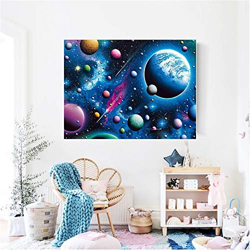 Kit diamant image strass planète multicolore avec perles ronds xxl - 3