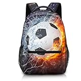 Cumnvulnt Schulrucksack Jungen Fußball, Kinderrucksack Jungen, 3-Seitig Druck Sportrucksack, Wasserdichtes Schultasche, Geschenk Für Fußballfans Jugendliche