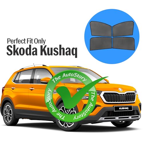 Image of Autostory Custom Fit Black Mesh Car Sunshade for Skoda Kushaq | UV & Heat Protection Car Window Curtains | Privacy Car Sun Shade | Breathable Vehicle Specific Side Window Shades