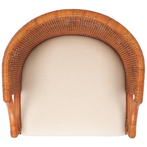 Taburete para mostrador SAFAVIEH Brando - Marrón y Negro con cojín blanco - Estructura de madera sólida - Diseño costero tapizado - Ideal para cocina, bar o comedor - Totalmente ensamblado (BST4000D) miniatura 6