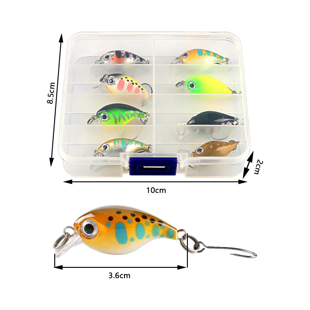 8er Set Forellenköder - Wobbler Mit Haken Für Süß- Und Salzwasser