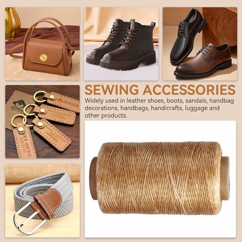 Hilo encerado para coser cuero 273 yardas Khaki miniatura 6