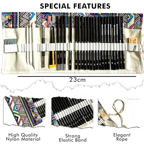 Image of DaKos Sketch Pencil Set - Drawing Pencil Set and Shading Pencil Set for Artists, with A5 Drawing Sketch Book, Perfect Sketching Kit of Charcol Pencil and Shading Art (30 Pieces)