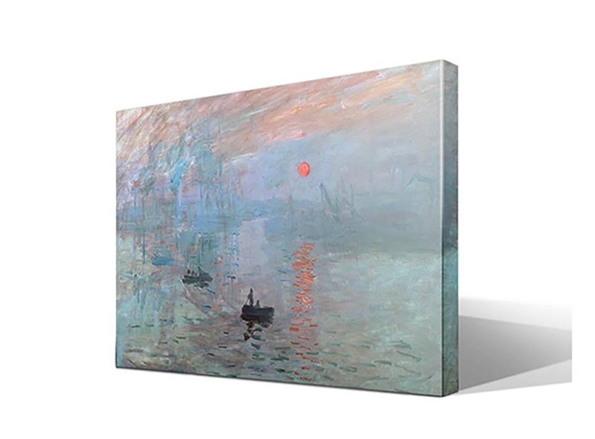 Impresion, Sol Naciente | Claude Monet | Impresionismo | Cuadro Canvas Wall Art | Impresion Giclee lienzo algodon puro | Bastidor 3cm | 55x75cm