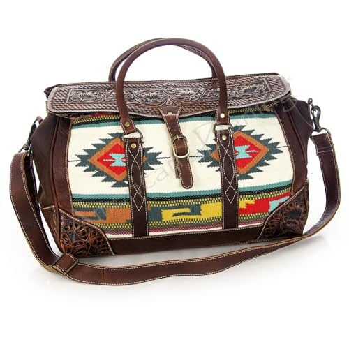 American Darling Duffel Hand Tooled Saddle Blanket Genuine Leather Women Bag Western Handbag Purse2