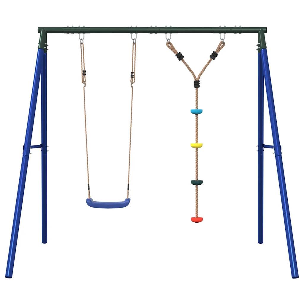 Set altalena con sedile a dondolo e altalena da arrampicata in acciaio verniciato per bambini dai 3 ai 10 anni, attrezzo da gioco da giardino con corda da arrampicata e tavola