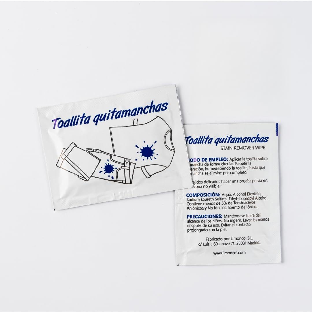 Limoncol Toallitas Quitamanchas para Ropa y Tejidos, Toallitas Individuales de Un Solo Uso, Limpieza Rápida de Manchas Recientes, Uso Portátil, 25 Unidades — view 8