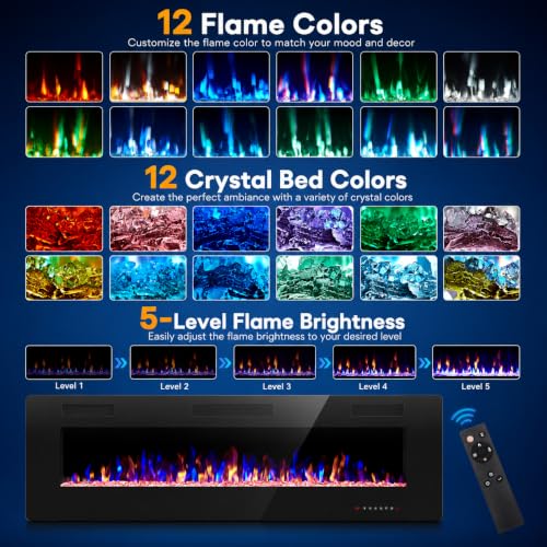 Image of GarveeTech 42inch Electric Fireplace Recessed and Wall Mounted