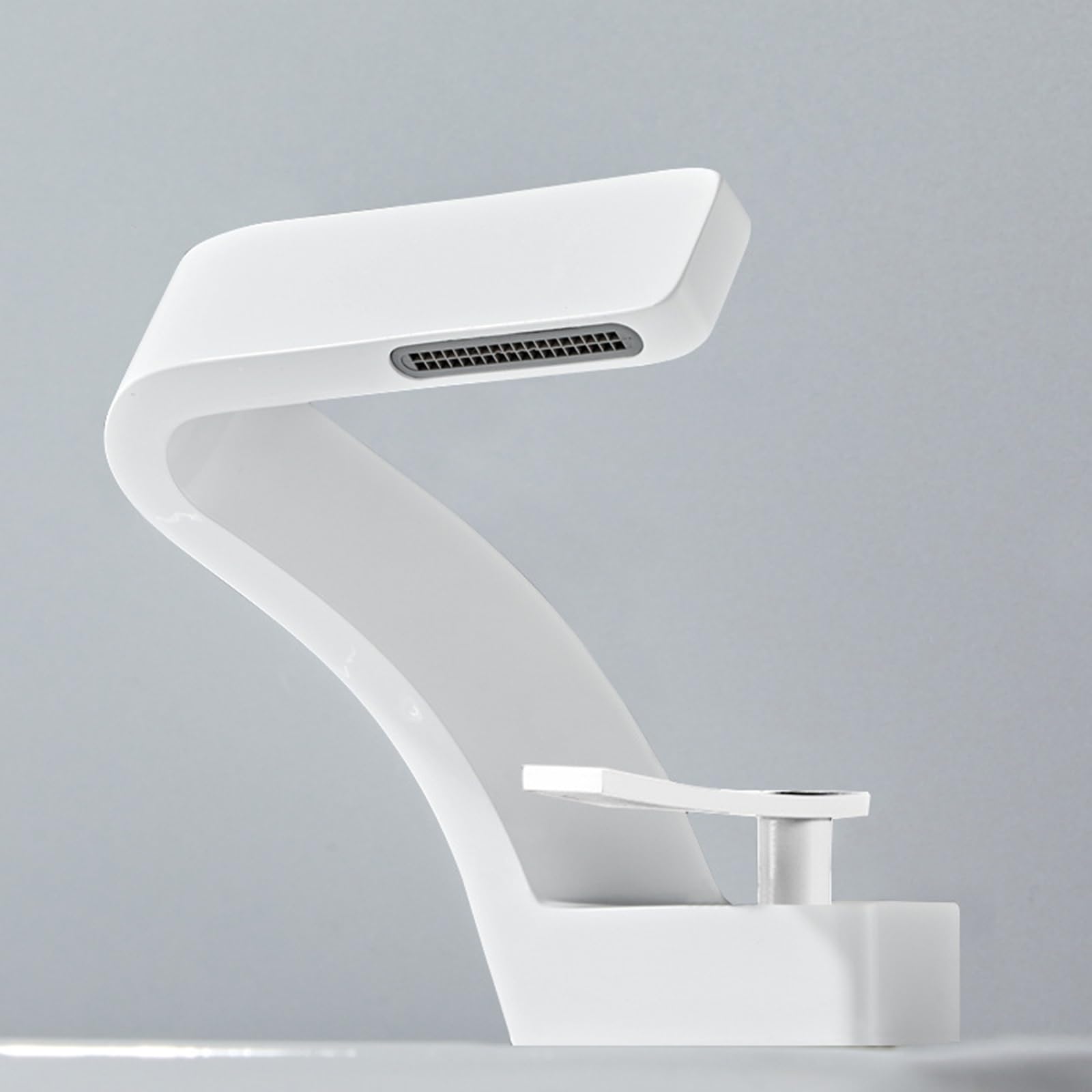 HCFYAUIS Modern Waterfall Bathroom Sink Faucet Brass Single Handle Basin Mixer Tap White
