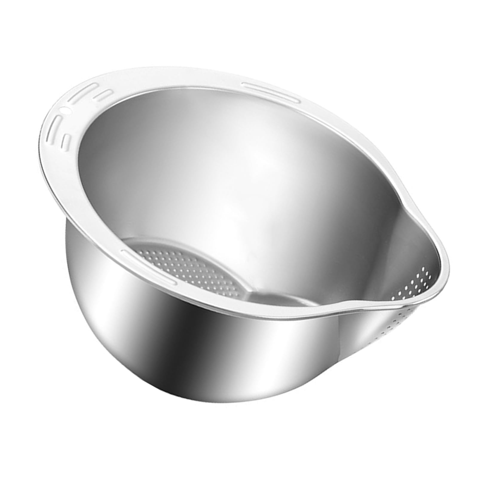 Kalttoy Steel Rice Washer Bowl Small Colander Strainer with Grater for Quick Draining Cleaning Vegetable Kitchen Essential Kitchen Strainer