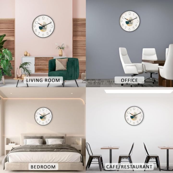 Image of TEKCOOL Wall Clock 12 inch Silent Quartz Decorative Wall Clock Non-Ticking Classic Digital Clock Battery Operated Round Easy to Read Handheld Complete Home /Kitchen /Bedroom(411);